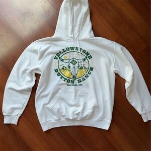 Yellowstone Dutton Ranch Unisex White Hoodie Sweatshirt Size M‎ Montana western
